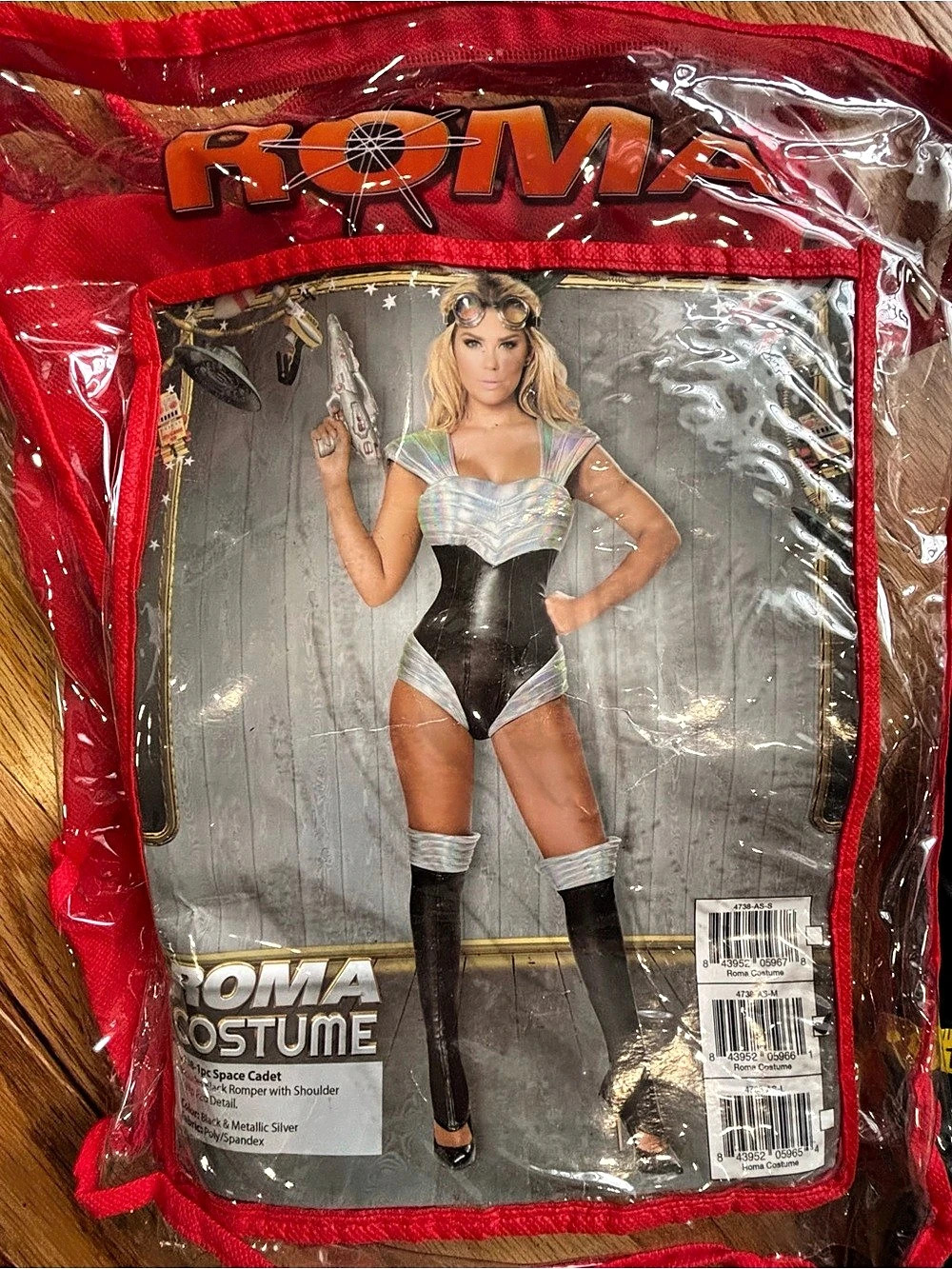 Roma Women’s Space Cadet Costume Black Silver Sexy Sci-Fi Halloween Medium